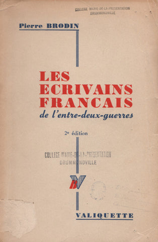 BRODIN, PIERRE. Écrivains français de l'entre-deux-guerres (Les)