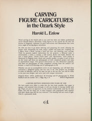 ENLOW, HAROLD L. Carving Figure Caricatures in the Ozark Style - With 69 illustrations