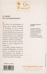 MORAND-DEVILLER, JACQUELINE. Droit de l'environnement (Le)