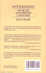 KRIPKE, SAUL A. Wittgenstein on Rules and Private Language : An Elementary Exposition