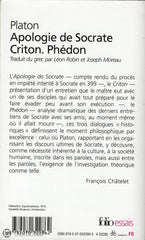 Platon. Apologie De Socrate. Criton. Phédon Livre