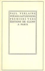 VERLAINE, PAUL. Poèmes saturniens. Premiers vers.