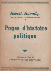 Rumilly Robert. Pages Dhistoire Politique Livre